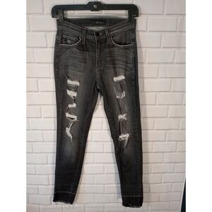 KanCan Jeans Women's Skinny Stretch High Rise Distressed Charcoal Wash Denim‎ 26